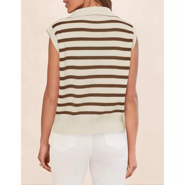 imageZESICA Womens V Neck Striped Tops 2024 Summer Cap Sleeve Sweaters Sleeveless Pullover Spring ClothesApricotLargeApricot