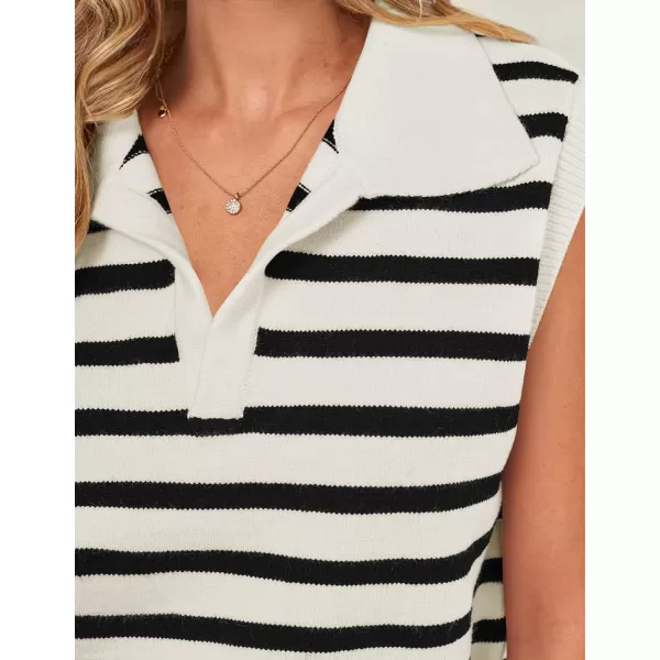 imageZESICA Womens V Neck Striped Tops 2024 Summer Cap Sleeve Sweaters Sleeveless Pullover Spring ClothesApricotLargeWhite
