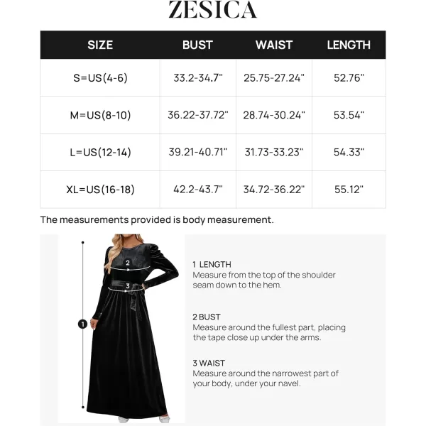 imageZESICA Womens Velvet Maxi Dress Long Puff Sleeve Crew Neck Elastic High Waist Cocktail Party Bridesmaid DressesBlack