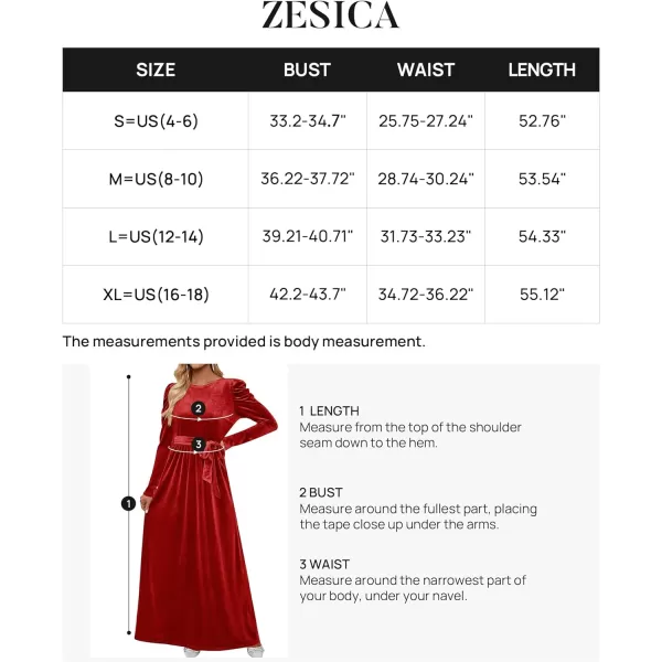 imageZESICA Womens Velvet Maxi Dress Long Puff Sleeve Crew Neck Elastic High Waist Cocktail Party Bridesmaid DressesPonceau
