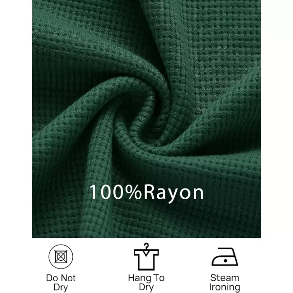 imageZESICA Womens Waffle Knit Long Sleeve Top and Shorts Pullover Nightwear Lounge Pajama Set with PocketsDarkgreen