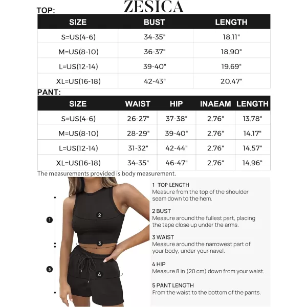 imageZESICA Womens Waffle Knit Sleeveless Crop Top and Shorts Pullover Nightwear Lounge Pajama Set with PocketsCropblack