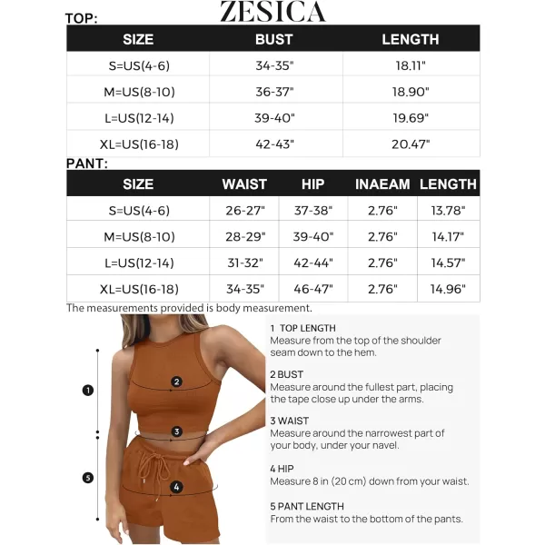 imageZESICA Womens Waffle Knit Sleeveless Crop Top and Shorts Pullover Nightwear Lounge Pajama Set with PocketsCropcaramel