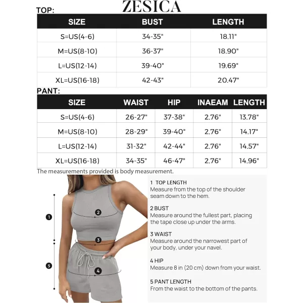 imageZESICA Womens Waffle Knit Sleeveless Crop Top and Shorts Pullover Nightwear Lounge Pajama Set with PocketsCropgrey