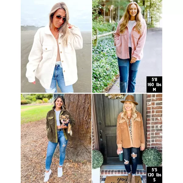 imageZESICA Womens Winter Casual Sherpa Fleece Jacket Long Sleeve Button Solid Warm Fuzzy Outwear Coat PocketsBeige