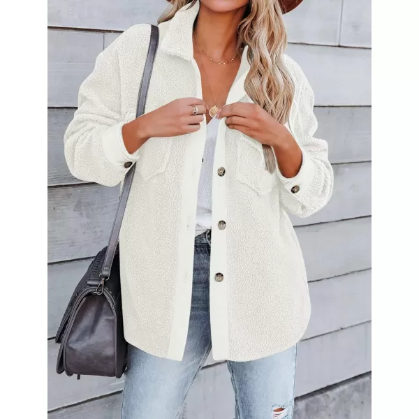 imageZESICA Womens Winter Casual Sherpa Fleece Jacket Long Sleeve Button Solid Warm Fuzzy Outwear Coat PocketsBeige
