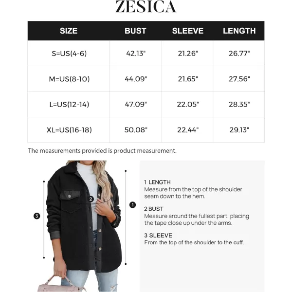 imageZESICA Womens Winter Casual Sherpa Fleece Jacket Long Sleeve Button Solid Warm Fuzzy Outwear Coat PocketsBlack