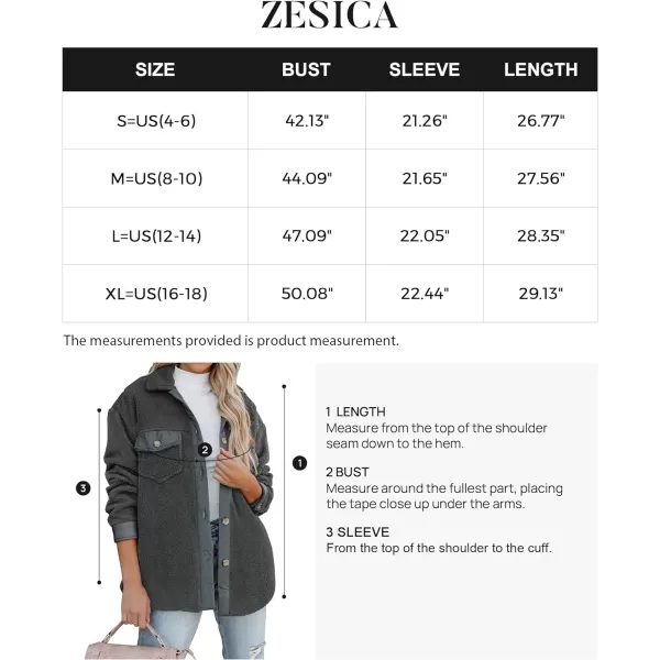 imageZESICA Womens Winter Casual Sherpa Fleece Jacket Long Sleeve Button Solid Warm Fuzzy Outwear Coat PocketsDarkgrey