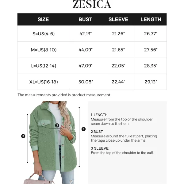 imageZESICA Womens Winter Casual Sherpa Fleece Jacket Long Sleeve Button Solid Warm Fuzzy Outwear Coat PocketsGreen