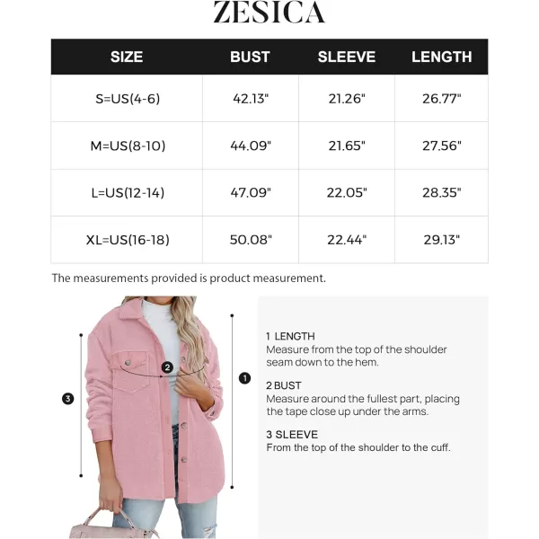 imageZESICA Womens Winter Casual Sherpa Fleece Jacket Long Sleeve Button Solid Warm Fuzzy Outwear Coat PocketsPink