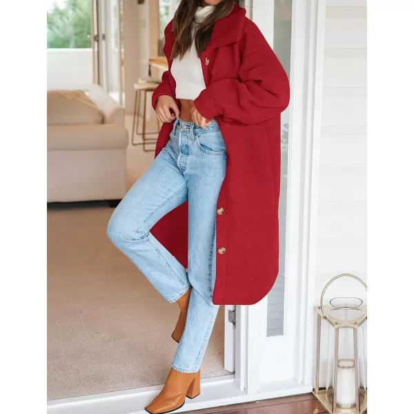imageZESICA Womens Winter Fuzzy Fleece Lapel Button Down Open Front Faux Fur Long Jacket Coat Outwear with PocketsRedSmallZESICA Womens Winter Fuzzy Fleece Lapel Button Down Open Front Faux Fur Long Jacket Coat Outwear with PocketsRedSmall