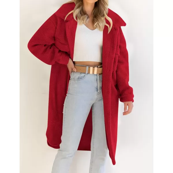imageZESICA Womens Winter Fuzzy Fleece Lapel Button Down Open Front Faux Fur Long Jacket Coat Outwear with PocketsRedSmallZESICA Womens Winter Fuzzy Fleece Lapel Button Down Open Front Faux Fur Long Jacket Coat Outwear with PocketsRedSmall