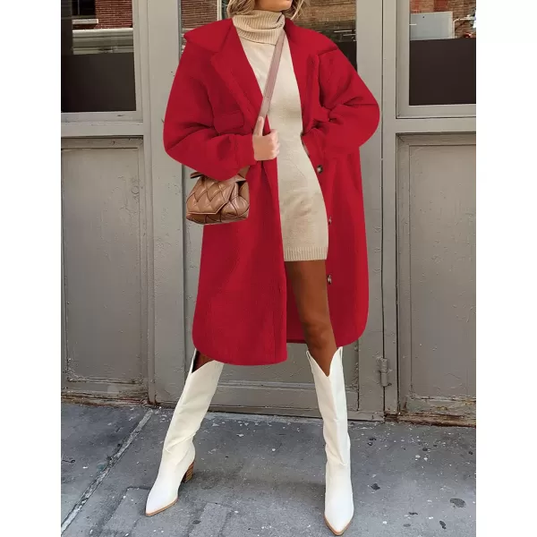 imageZESICA Womens Winter Fuzzy Fleece Lapel Button Down Open Front Faux Fur Long Jacket Coat Outwear with PocketsRedSmallZESICA Womens Winter Fuzzy Fleece Lapel Button Down Open Front Faux Fur Long Jacket Coat Outwear with PocketsRedSmall