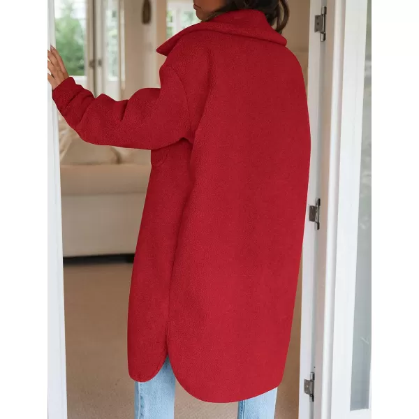 imageZESICA Womens Winter Fuzzy Fleece Lapel Button Down Open Front Faux Fur Long Jacket Coat Outwear with PocketsRedSmallZESICA Womens Winter Fuzzy Fleece Lapel Button Down Open Front Faux Fur Long Jacket Coat Outwear with PocketsRedSmall