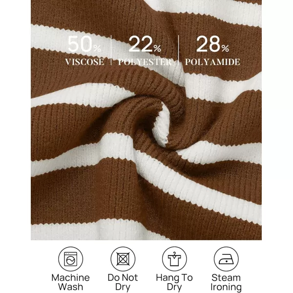 imageZESICA Womens Winter Oversized Sweaters Long Sleeve Color Block Mock Neck Side Slit Comfy Loose Knitted Pullover TopsBrown