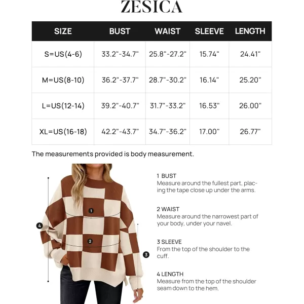 imageZESICA Womens Winter Oversized Sweaters Long Sleeve Color Block Mock Neck Side Slit Comfy Loose Knitted Pullover TopsCaramel