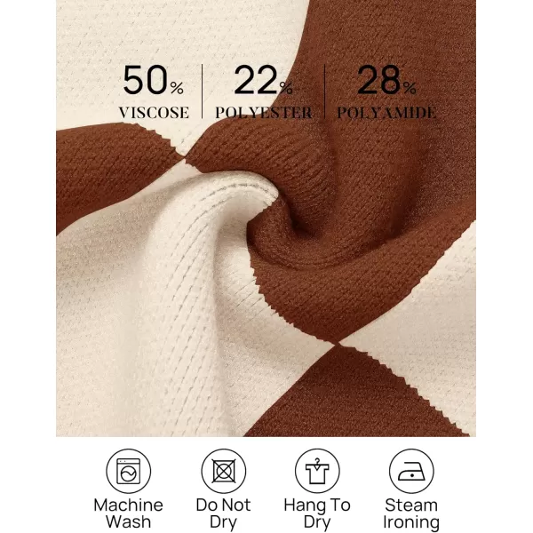 imageZESICA Womens Winter Oversized Sweaters Long Sleeve Color Block Mock Neck Side Slit Comfy Loose Knitted Pullover TopsCaramel