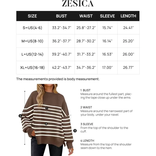 imageZESICA Womens Winter Oversized Sweaters Long Sleeve Color Block Mock Neck Side Slit Comfy Loose Knitted Pullover TopsCoffee