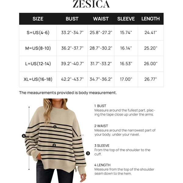 imageZESICA Womens Winter Oversized Sweaters Long Sleeve Color Block Mock Neck Side Slit Comfy Loose Knitted Pullover TopsKhaki