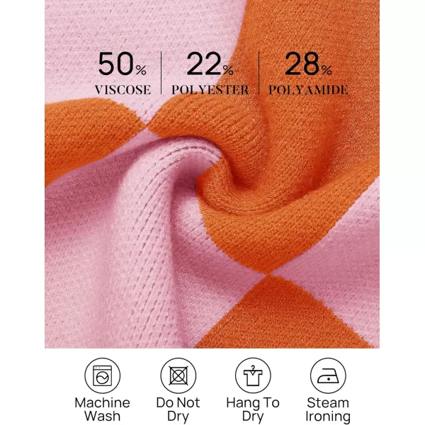 imageZESICA Womens Winter Oversized Sweaters Long Sleeve Color Block Mock Neck Side Slit Comfy Loose Knitted Pullover TopsOrange