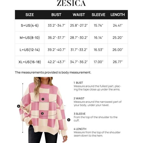 imageZESICA Womens Winter Oversized Sweaters Long Sleeve Color Block Mock Neck Side Slit Comfy Loose Knitted Pullover TopsPink