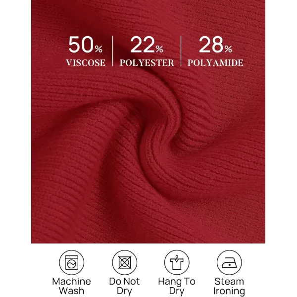 imageZESICA Womens Winter Oversized Sweaters Long Sleeve Color Block Mock Neck Side Slit Comfy Loose Knitted Pullover TopsRed