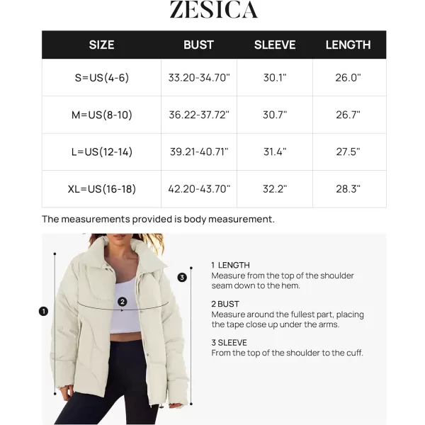 imageZESICA Womens Winter Puffer Jacket Long Sleeve Zip Up Drawstring Quilted Baggy Warm Short Down Coats with PocketsApricot