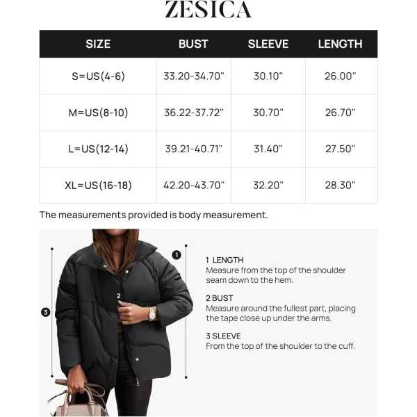 imageZESICA Womens Winter Puffer Jacket Long Sleeve Zip Up Drawstring Quilted Baggy Warm Short Down Coats with PocketsBlack