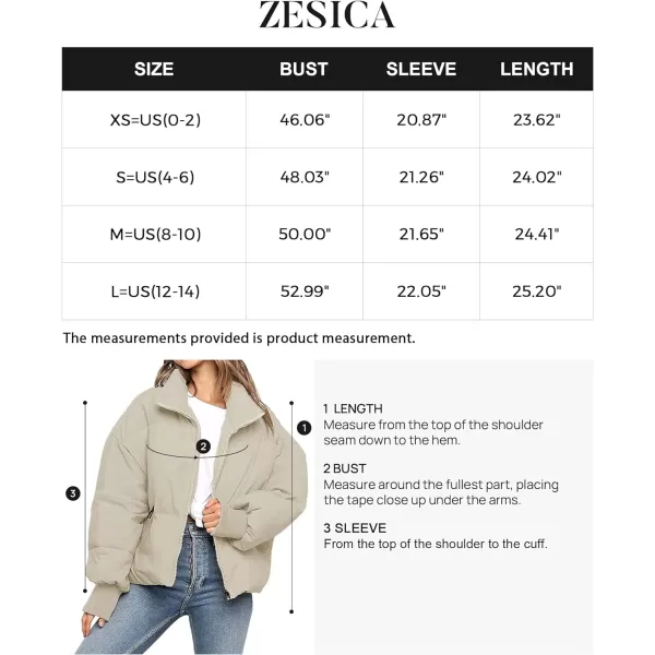 imageZESICA Womens Winter Warm Long Sleeve Zip Up Drawstring Baggy Cropped Puffer Down Jacket Coat OuterwearApricot