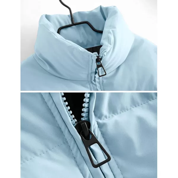 imageZESICA Womens Winter Warm Long Sleeve Zip Up Drawstring Baggy Cropped Puffer Down Jacket Coat OuterwearBlue