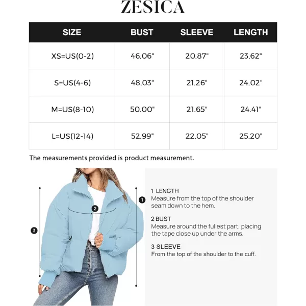 imageZESICA Womens Winter Warm Long Sleeve Zip Up Drawstring Baggy Cropped Puffer Down Jacket Coat OuterwearBlue