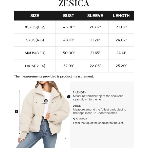 imageZESICA Womens Winter Warm Long Sleeve Zip Up Drawstring Baggy Cropped Puffer Down Jacket Coat OuterwearCream