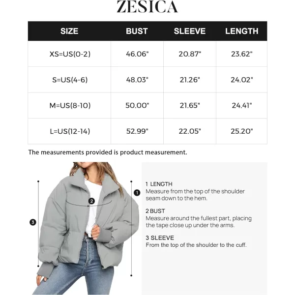 imageZESICA Womens Winter Warm Long Sleeve Zip Up Drawstring Baggy Cropped Puffer Down Jacket Coat OuterwearGrey