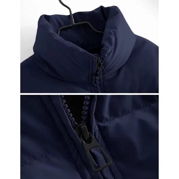 imageZESICA Womens Winter Warm Long Sleeve Zip Up Drawstring Baggy Cropped Puffer Down Jacket Coat OuterwearNavy