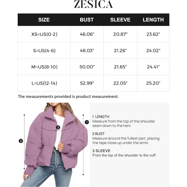 imageZESICA Womens Winter Warm Long Sleeve Zip Up Drawstring Baggy Cropped Puffer Down Jacket Coat OuterwearPurple