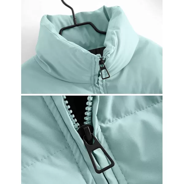 imageZESICA Womens Winter Warm Long Sleeve Zip Up Drawstring Baggy Cropped Puffer Down Jacket Coat OuterwearSage