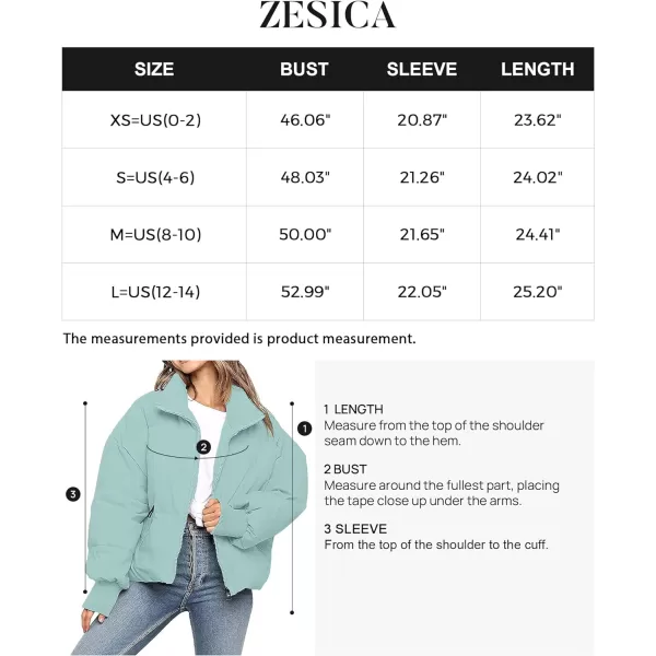 imageZESICA Womens Winter Warm Long Sleeve Zip Up Drawstring Baggy Cropped Puffer Down Jacket Coat OuterwearSage