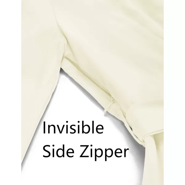 imageZESICA Womens Wrap V Neck Dress Long Sleeve 2023 Tie Waist Ruffle Hem Cocktail Wedding Party Swing Mini DressesBeige