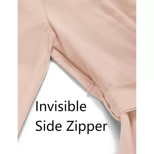 imageZESICA Womens Wrap V Neck Dress Long Sleeve 2023 Tie Waist Ruffle Hem Cocktail Wedding Party Swing Mini DressesPink