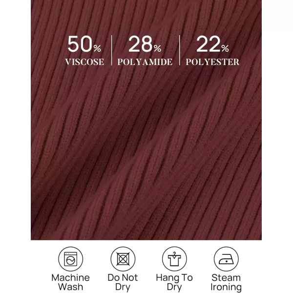 imageZESICA Womens Zip Up Sweater 2023 Long Sleeve V Neck Shirt Fall Ribbed Knit Slim Fitted Casual TopsWine
