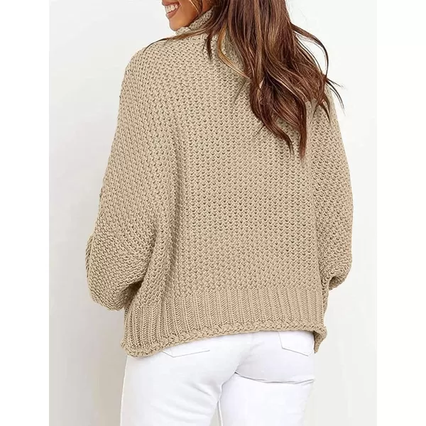 imageZESICAnbspWomens 2024 Fall Long Sleeve Turtleneck Casual Loose Chunky Knitted Pullover Sweater Jumper TopsAlmond