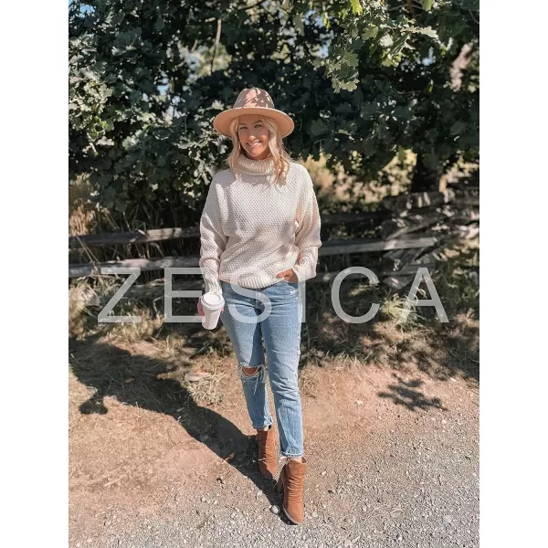 imageZESICAnbspWomens 2024 Fall Long Sleeve Turtleneck Casual Loose Chunky Knitted Pullover Sweater Jumper TopsApricot