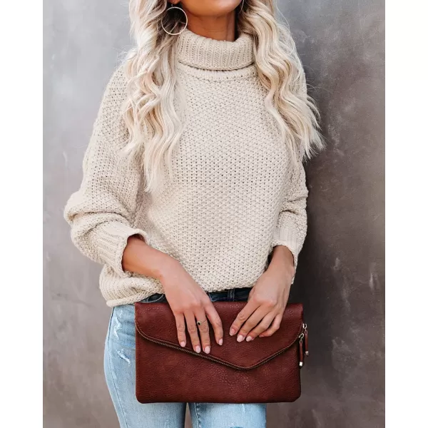 imageZESICAnbspWomens 2024 Fall Long Sleeve Turtleneck Casual Loose Chunky Knitted Pullover Sweater Jumper TopsApricot