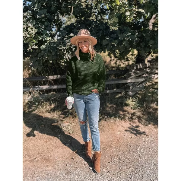 imageZESICAnbspWomens 2024 Fall Long Sleeve Turtleneck Casual Loose Chunky Knitted Pullover Sweater Jumper TopsArmygreen