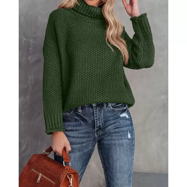 imageZESICAnbspWomens 2024 Fall Long Sleeve Turtleneck Casual Loose Chunky Knitted Pullover Sweater Jumper TopsArmygreen