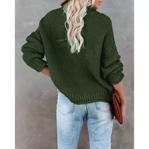 imageZESICAnbspWomens 2024 Fall Long Sleeve Turtleneck Casual Loose Chunky Knitted Pullover Sweater Jumper TopsArmygreen