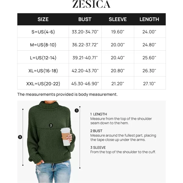 imageZESICAnbspWomens 2024 Fall Long Sleeve Turtleneck Casual Loose Chunky Knitted Pullover Sweater Jumper TopsArmygreen