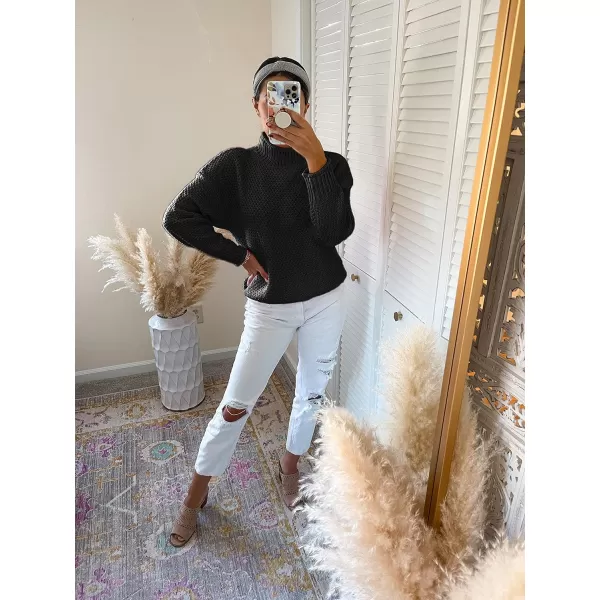 imageZESICAnbspWomens 2024 Fall Long Sleeve Turtleneck Casual Loose Chunky Knitted Pullover Sweater Jumper TopsBlack