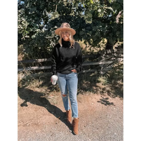 imageZESICAnbspWomens 2024 Fall Long Sleeve Turtleneck Casual Loose Chunky Knitted Pullover Sweater Jumper TopsBlack