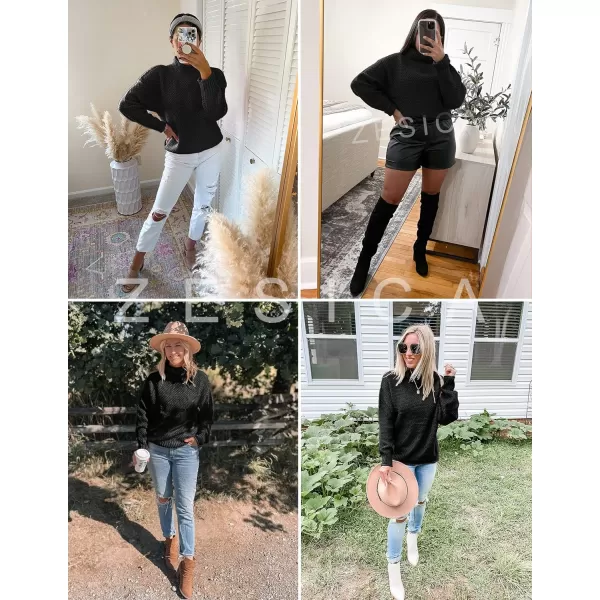 imageZESICAnbspWomens 2024 Fall Long Sleeve Turtleneck Casual Loose Chunky Knitted Pullover Sweater Jumper TopsBlack